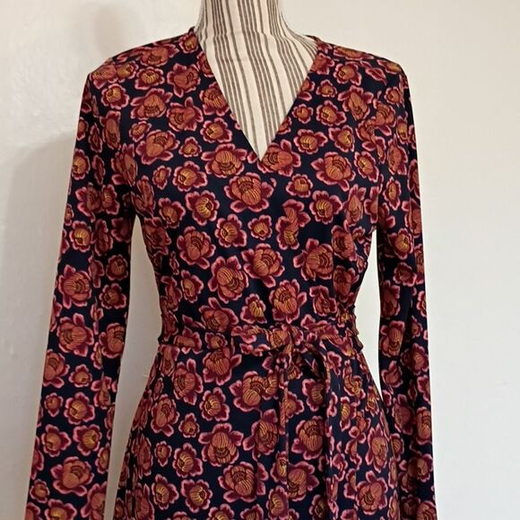 Ann Taylor Floral Blooms Long Sleeve Midi Wrap Dress Women's Size 10 - Picture 5 of 11